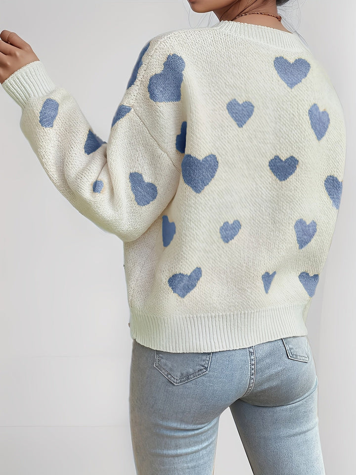 Mara™ - Knitted Sweater with Heart Pattern