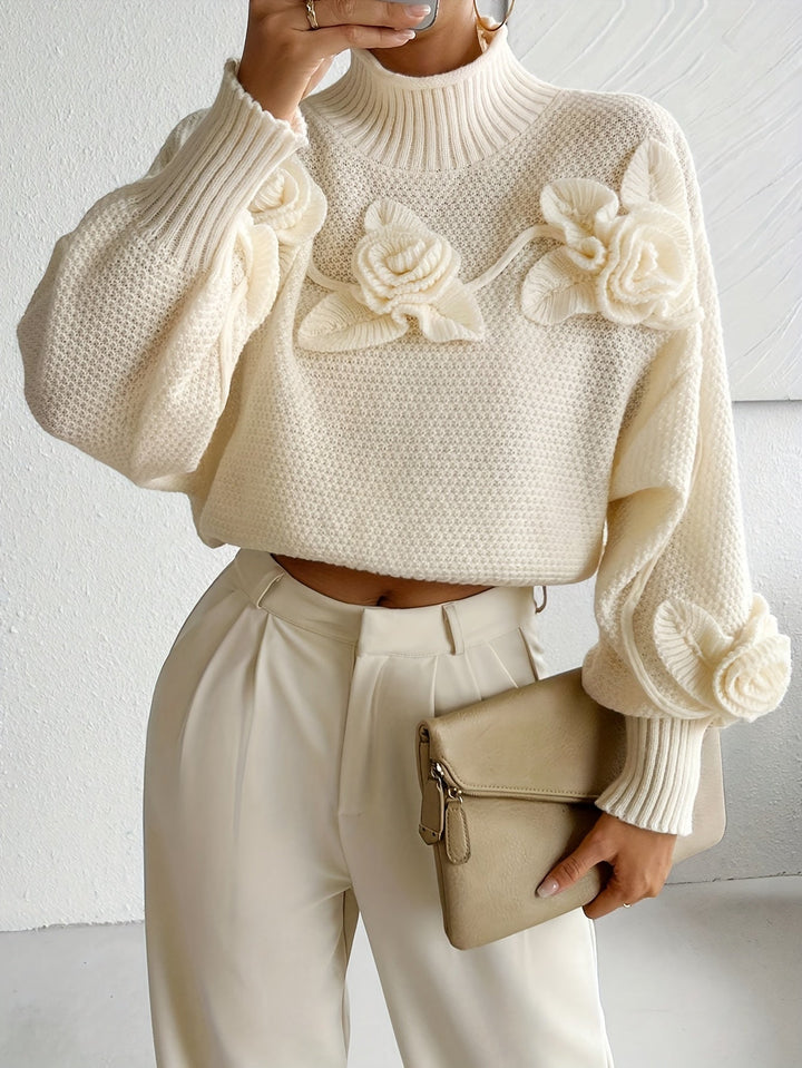 Senna™ - Elegant Floral High Neck Sweate