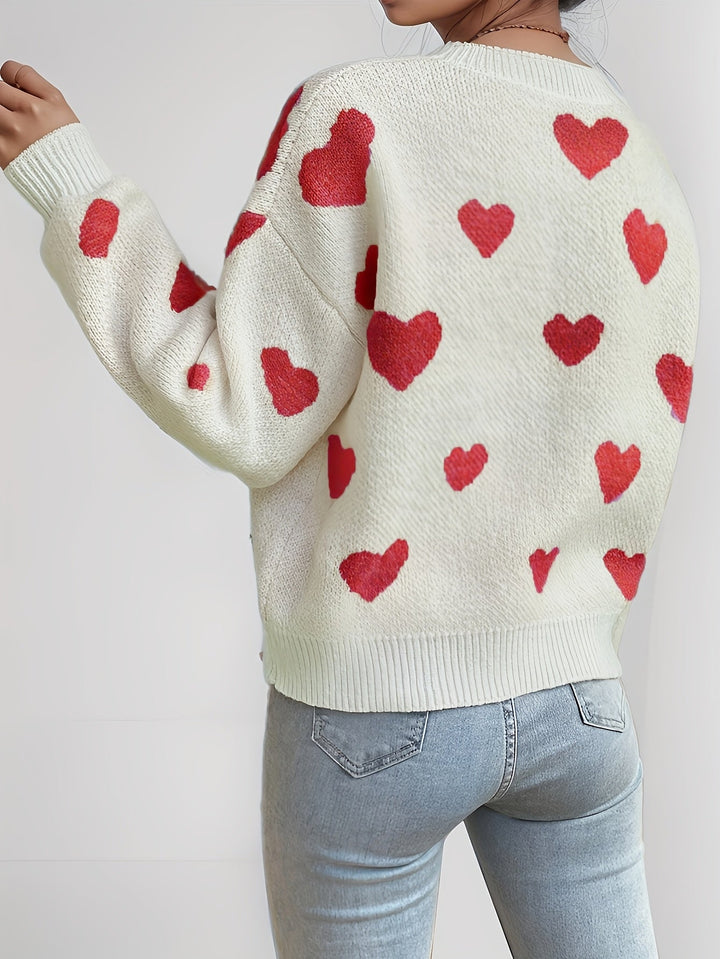 Mara™ - Knitted Sweater with Heart Pattern