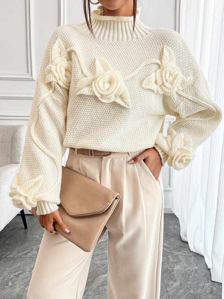 Senna™ - Elegant Floral High Neck Sweate