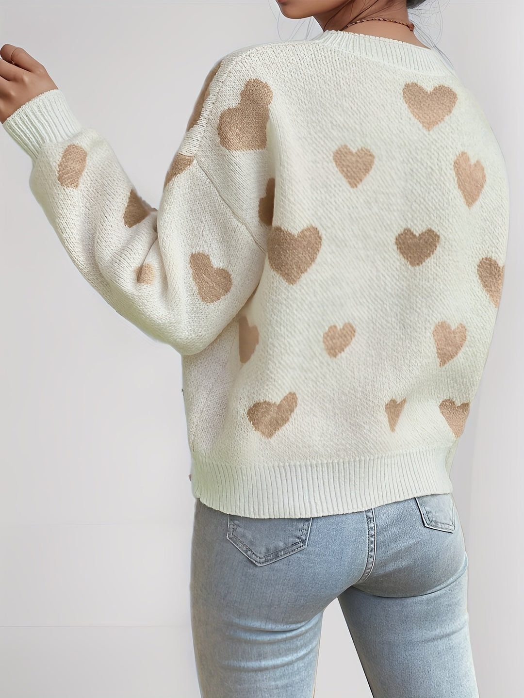 Mara™ - Knitted Sweater with Heart Pattern