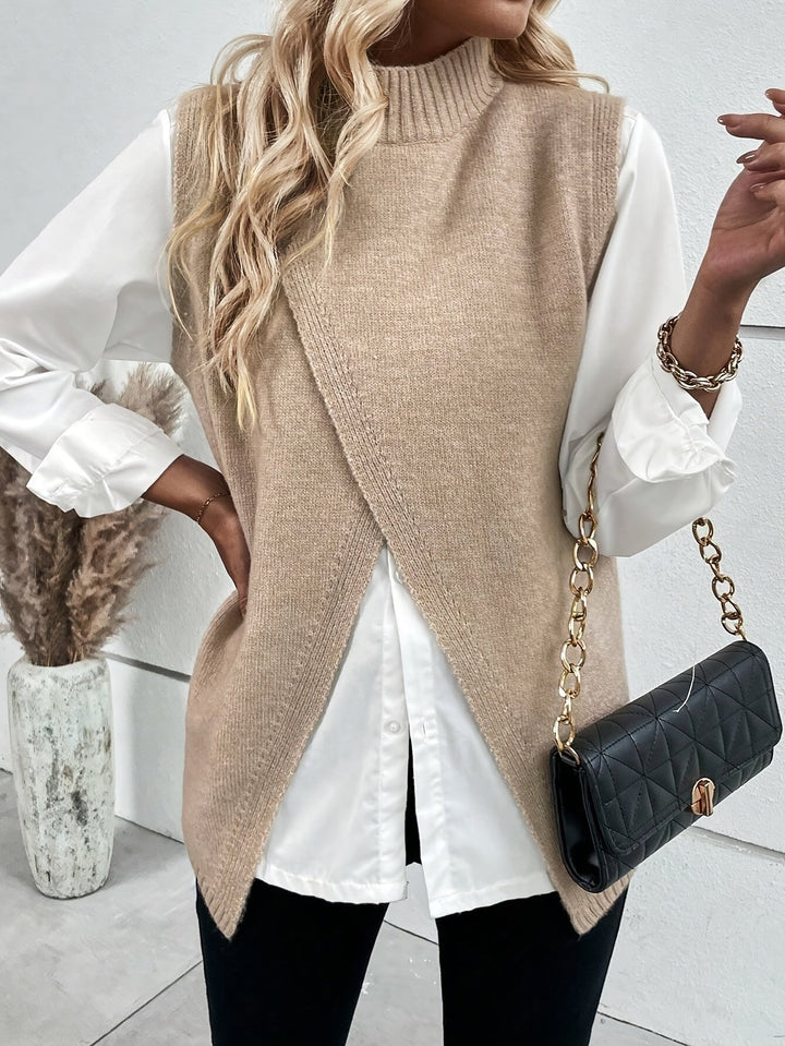Jaane™ - Elegant High Neck Knit Cardigan