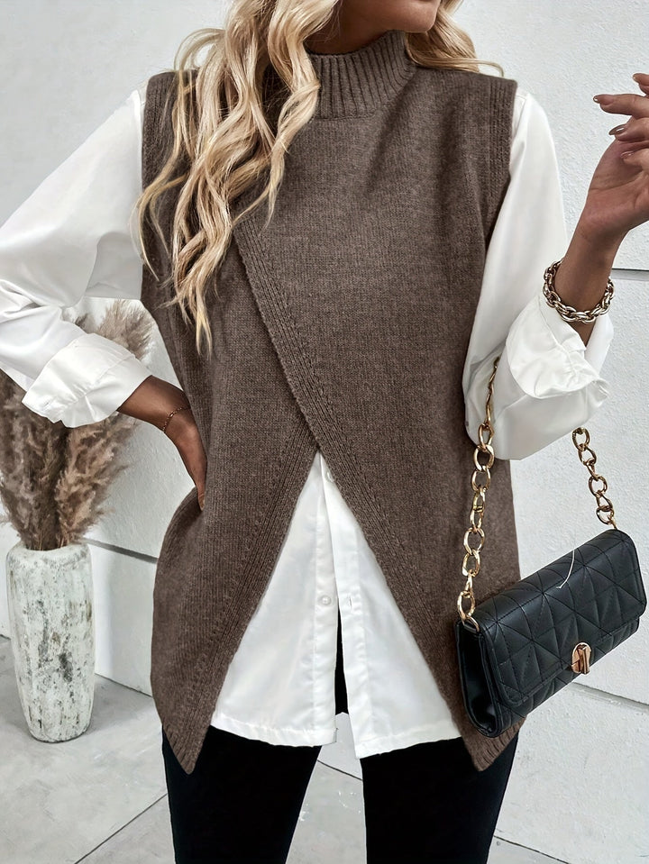 Jaane™ - Elegant High Neck Knit Cardigan