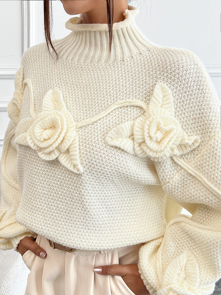 Senna™ - Elegant Floral High Neck Sweate