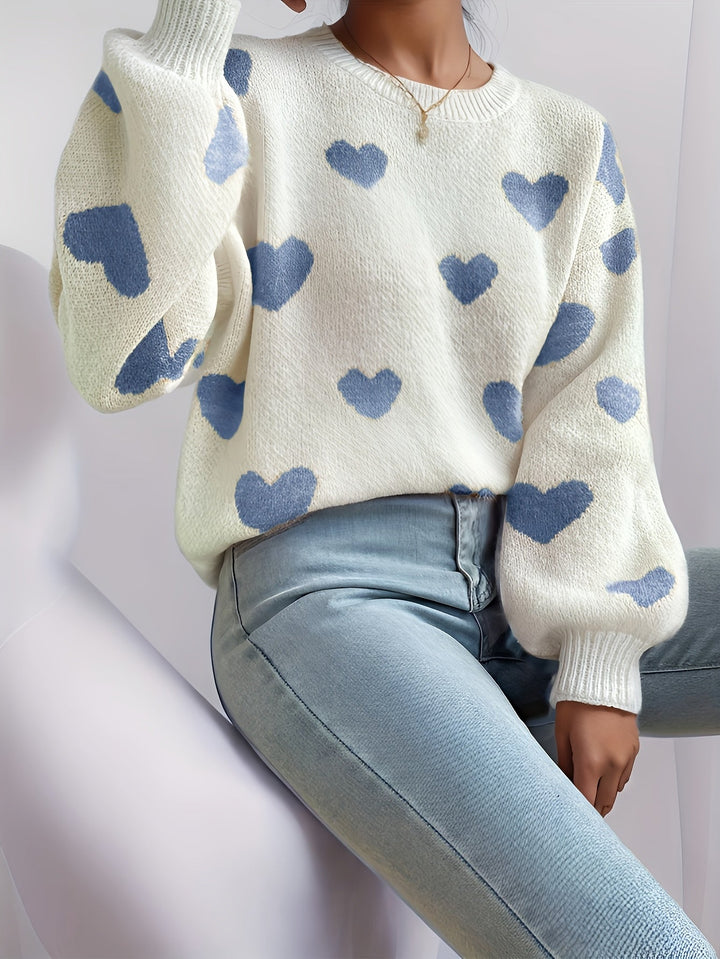 Mara™ - Knitted Sweater with Heart Pattern