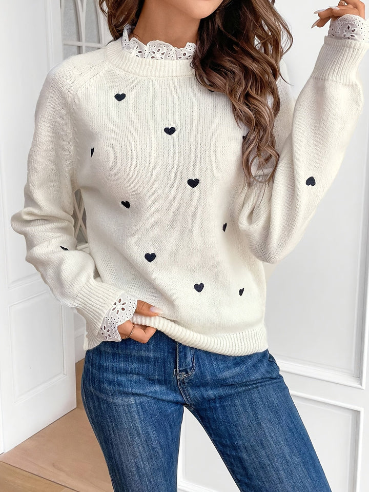 Kim™ - Heart Detail Crew Neck Sweater