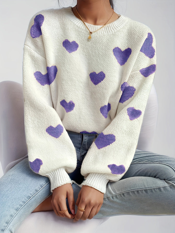 Mara™ - Knitted Sweater with Heart Pattern