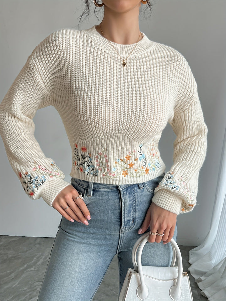 Nova™ - Floral Knit High Neck Sweater