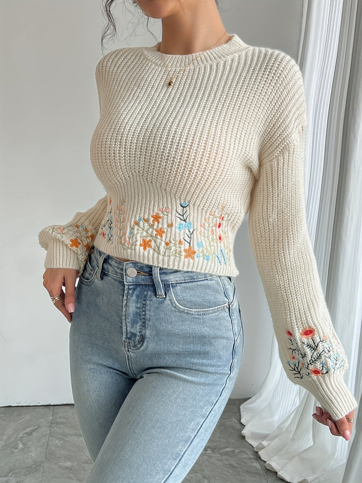 Nova™ - Floral Knit High Neck Sweater