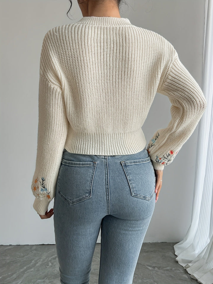 Nova™ - Floral Knit High Neck Sweater