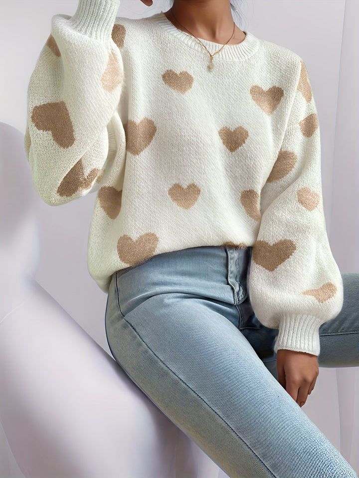 Mara™ - Knitted Sweater with Heart Pattern