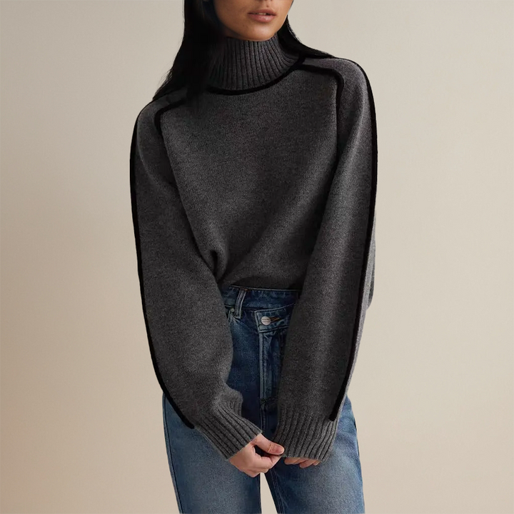 Ava™ - Luxury Cashmere Turtleneck with Contrasting Details