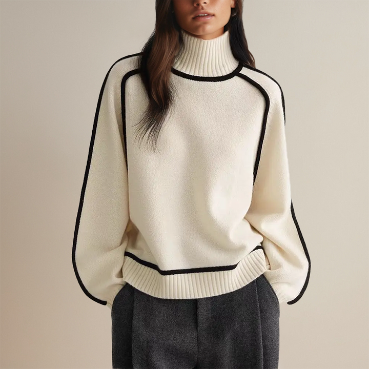 Ava™ - Luxury Cashmere Turtleneck with Contrasting Details