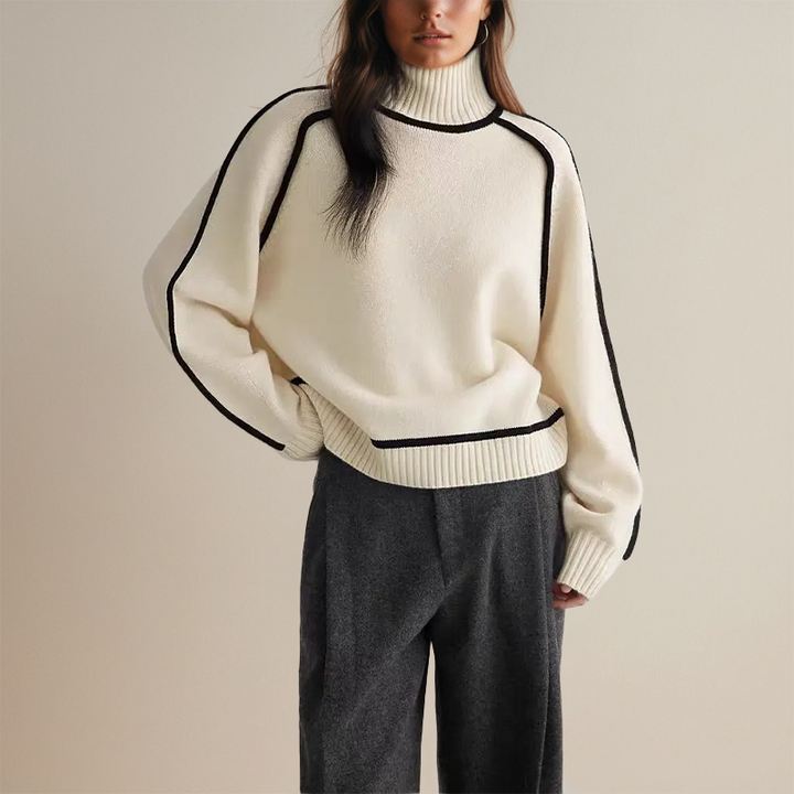 Ava™ - Luxury Cashmere Turtleneck with Contrasting Details