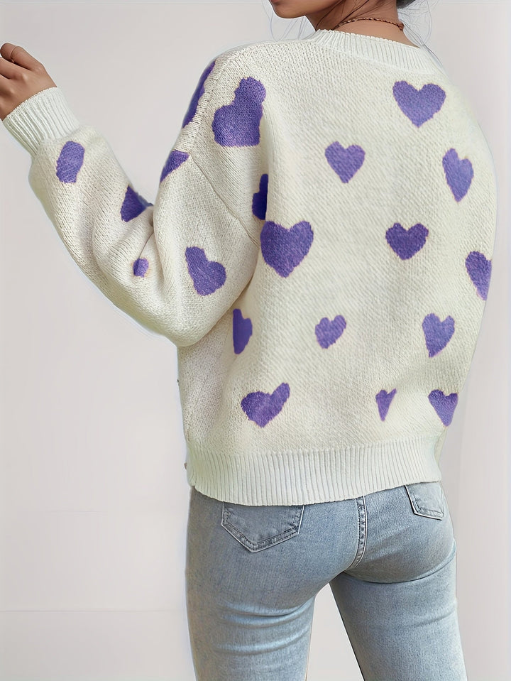 Mara™ - Knitted Sweater with Heart Pattern