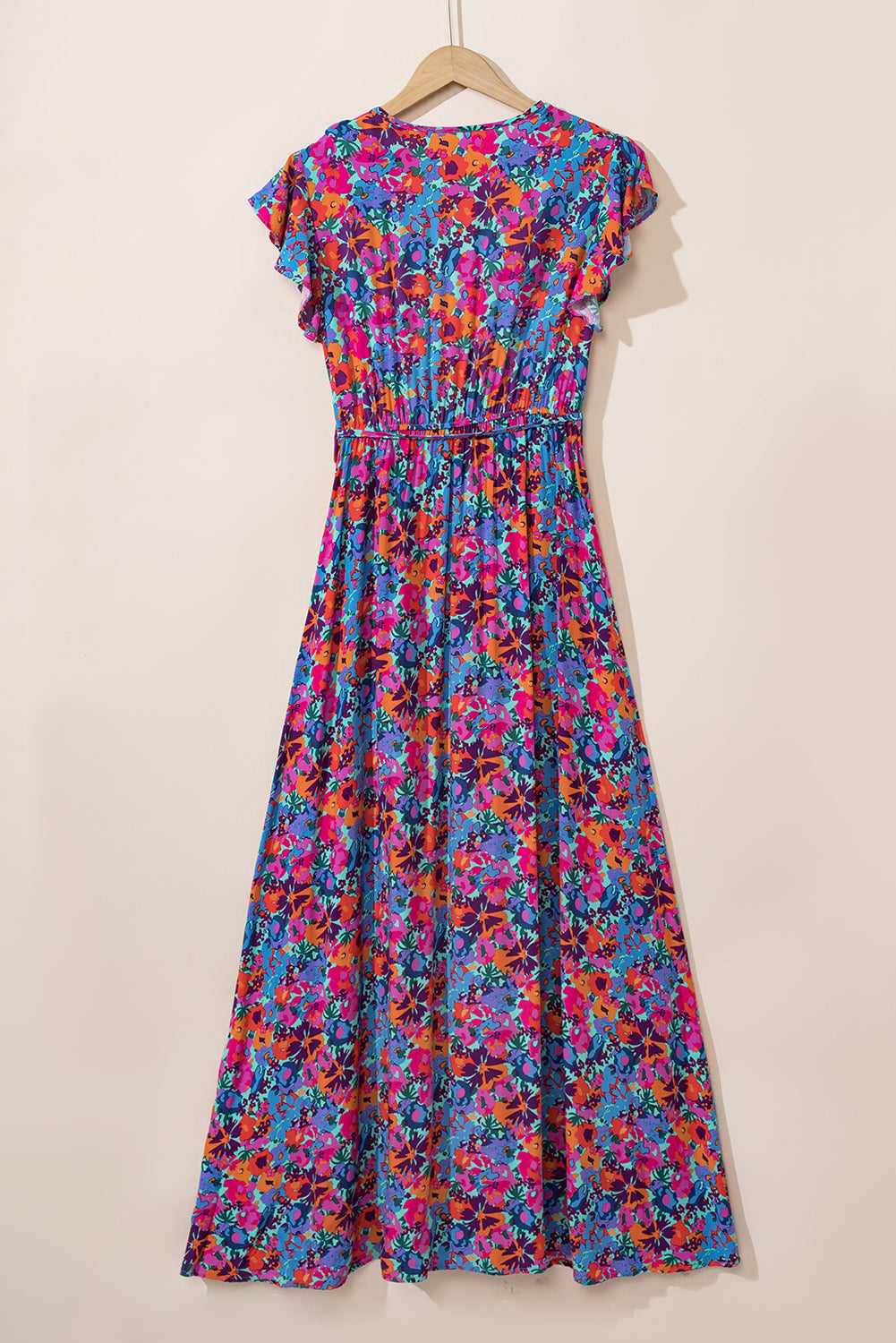 Floral Print V-Neck Wrap Split Maxi Dress